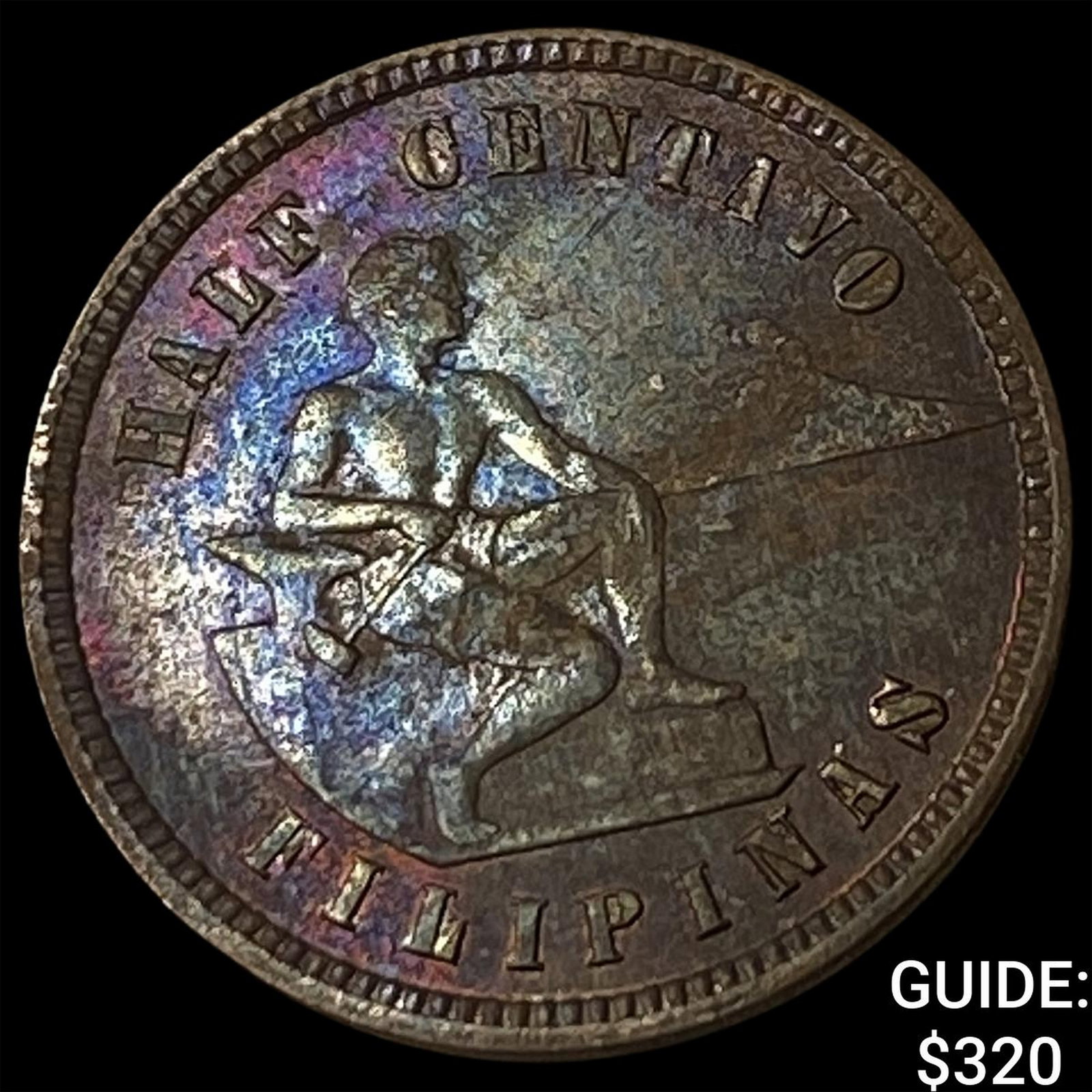 1908 Philippines Bronze 1/2 Centavo (1 of 2)