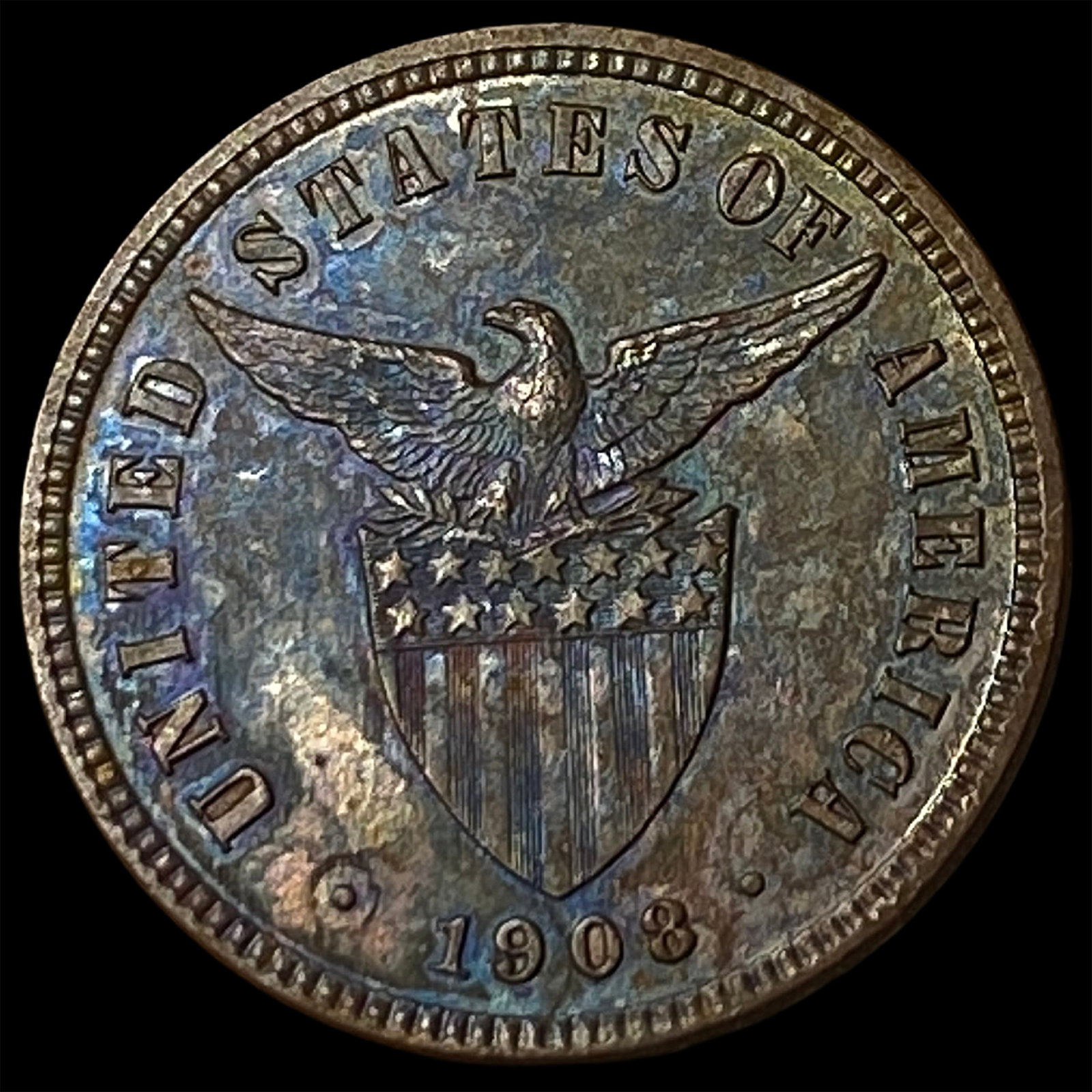1908 Philippines Bronze 1/2 Centavo - 2