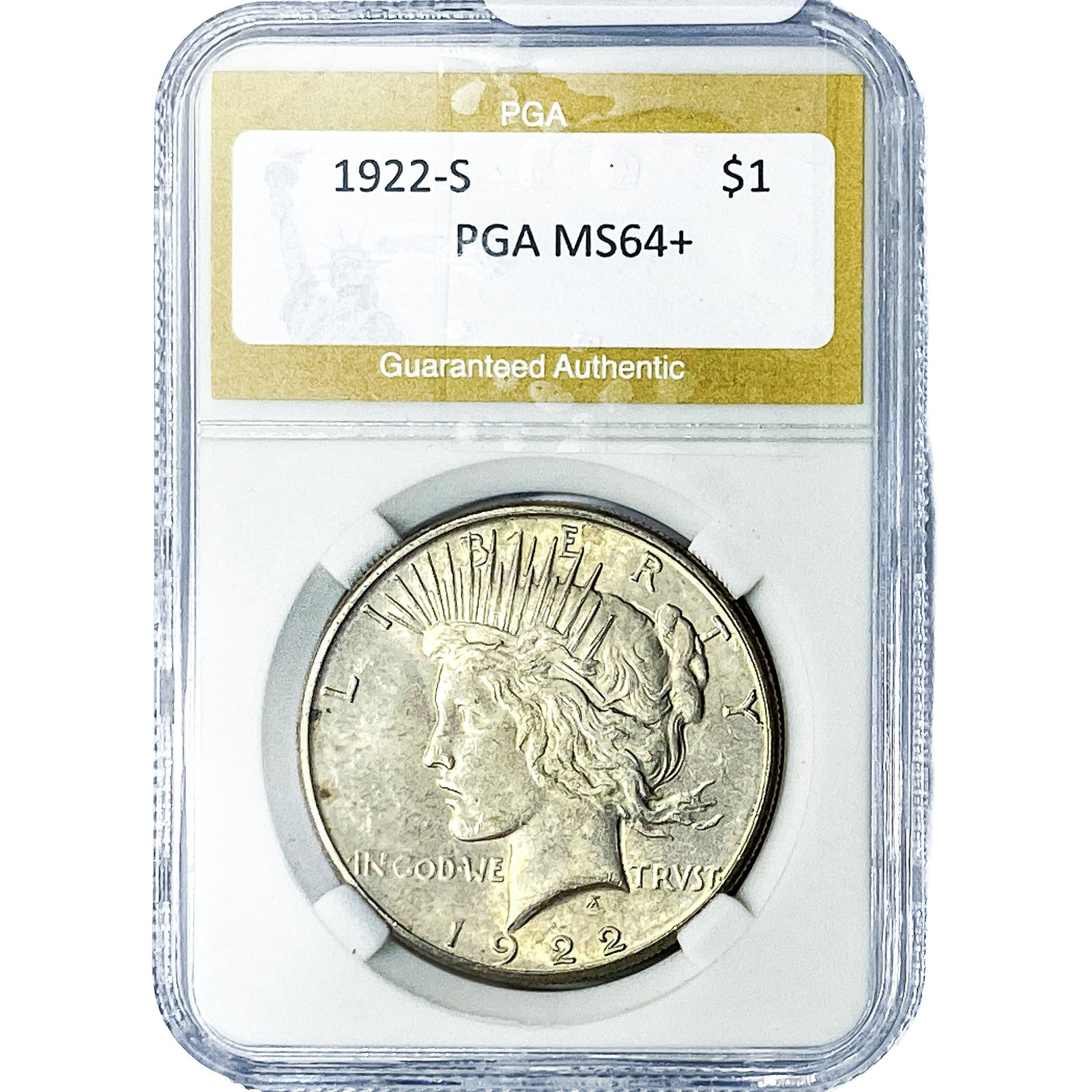 1922-S Silver Peace Dollar PGA MS64+ (1 of 2)