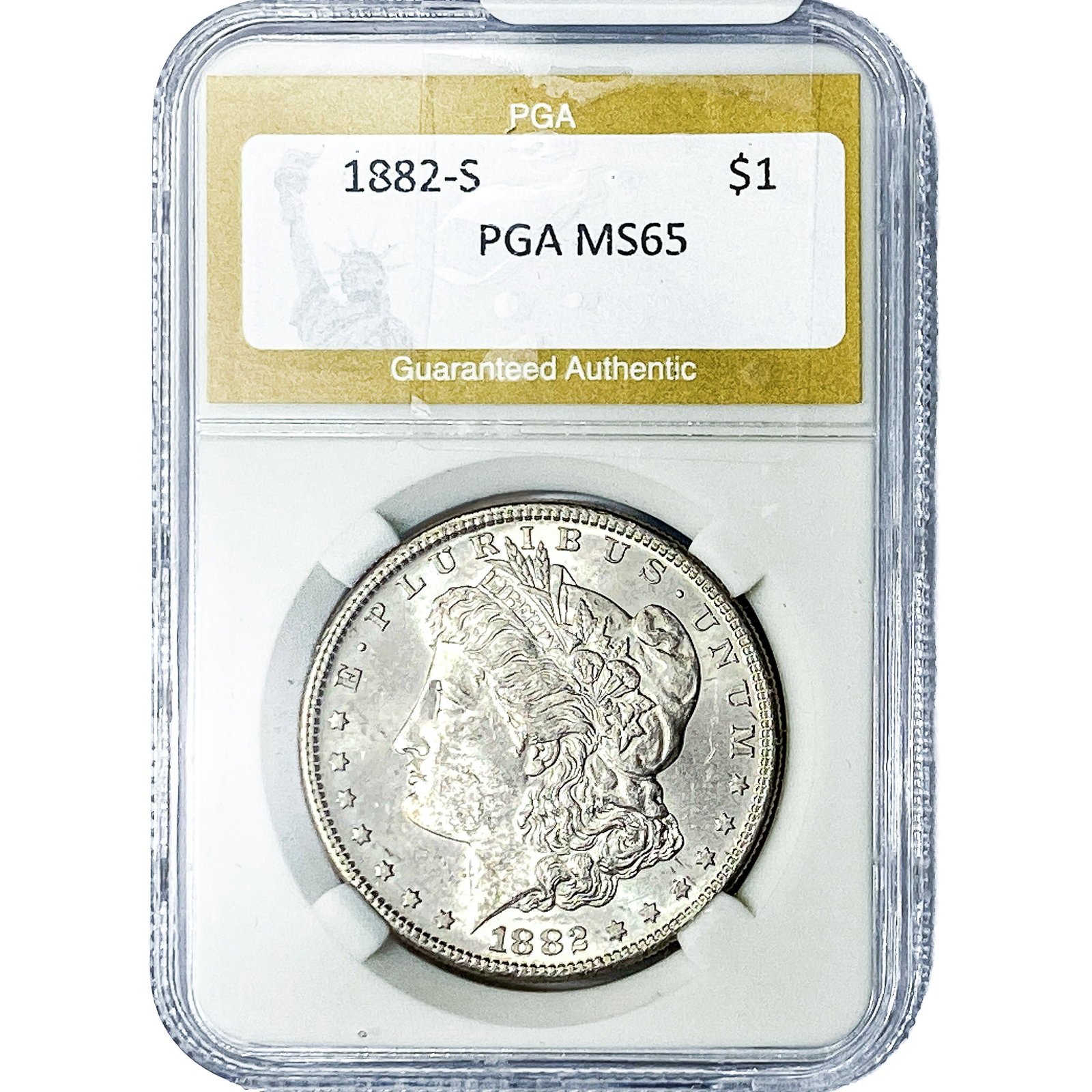 1882-S Morgan Silver Dollar PGA MS65: 1882-S Morgan Silver Dollar PGA MS65