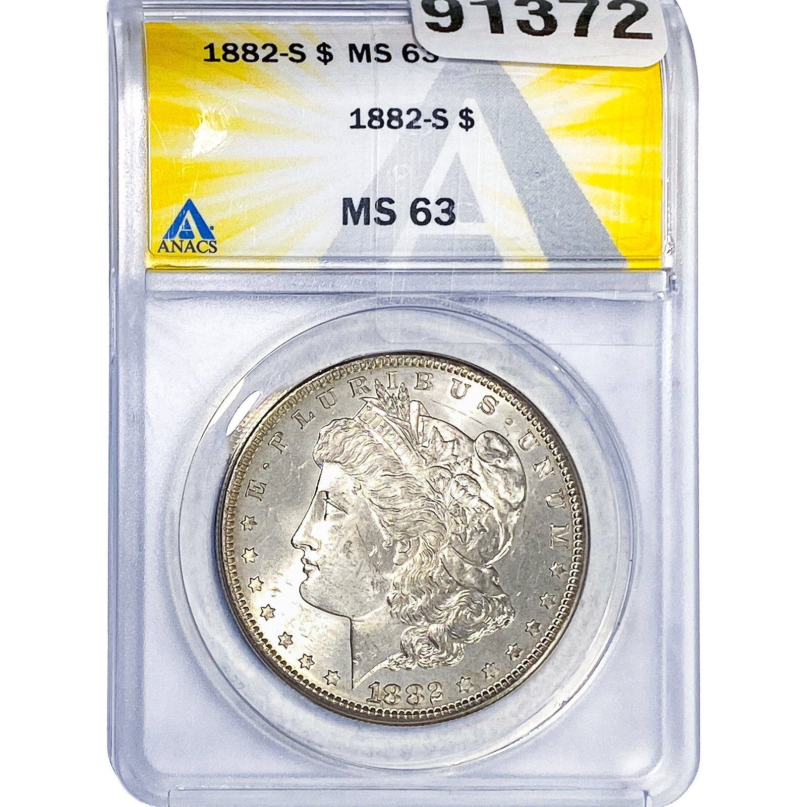 1882-S Morgan Silver Dollar ANACS MS63: 1882-S Morgan Silver Dollar ANACS MS63