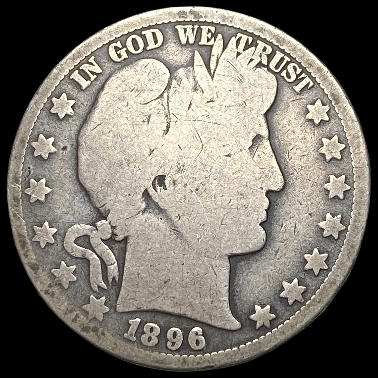 1896-O Silver Barber Half Dollar NICELY CIRCULATED: 1896-O Silver Barber Half Dollar NICELY CIRCULATED