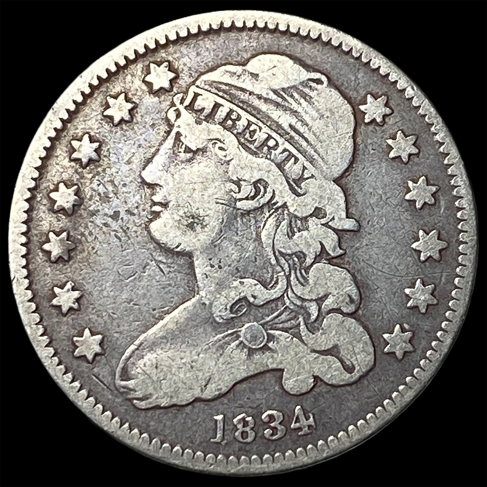 1834 Capped Bust Silver Quarter LIGHTLY CIRCULATED (1 of 2)