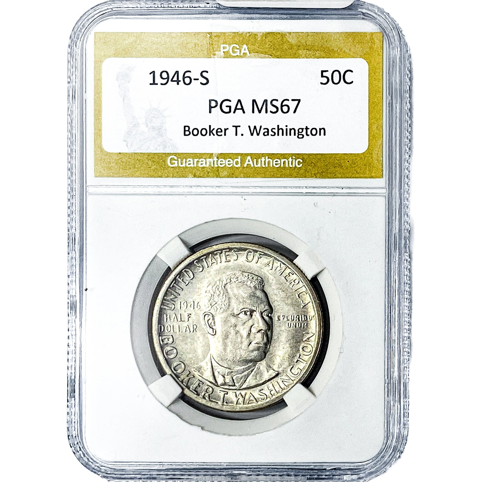 1946-S Booker T Half Dollar PGA MS67: 1946-S Booker T Half Dollar PGA MS67