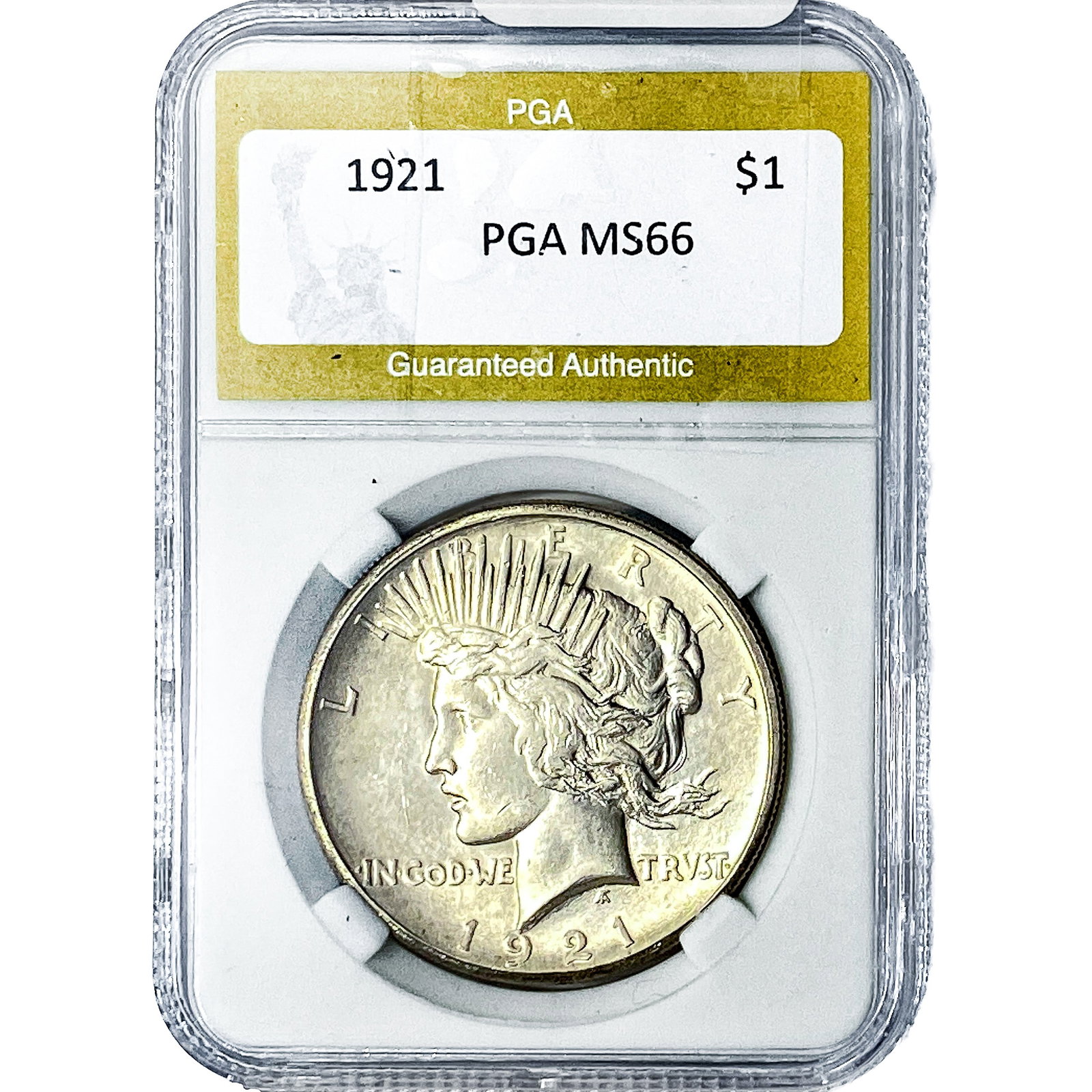 1921 Silver Peace Dollar PGA MS66: 1921 Silver Peace Dollar PGA MS66