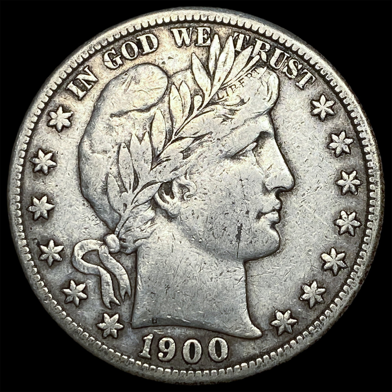 1900-S Silver Barber Half Dollar NEARLY UNCIRCULATED: 1900-S Silver Barber Half Dollar NEARLY UNCIRCULATED