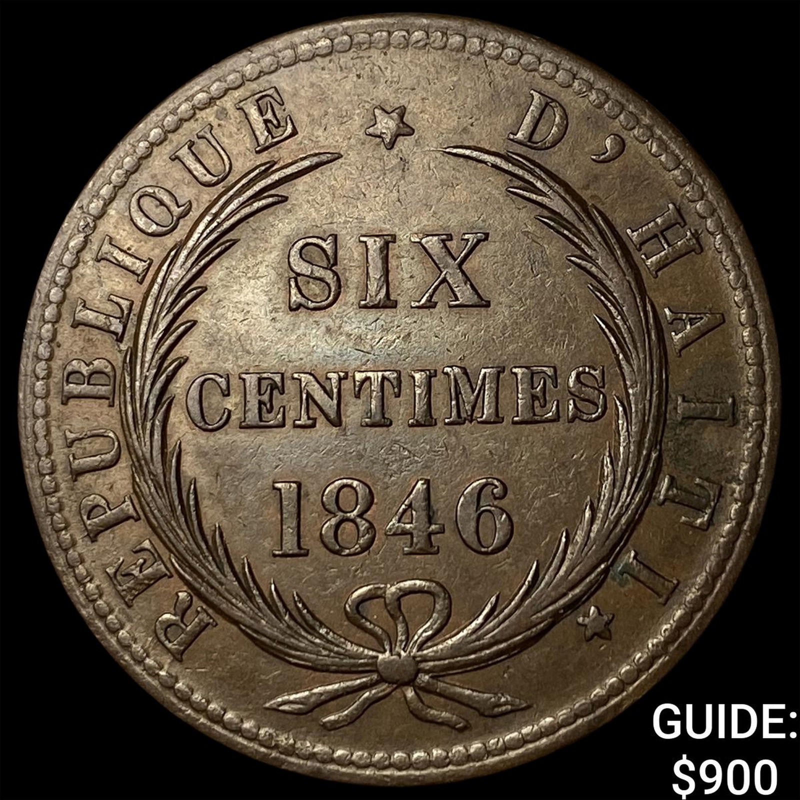 1846 Haiti Copper 6 Centimes (1 of 2)