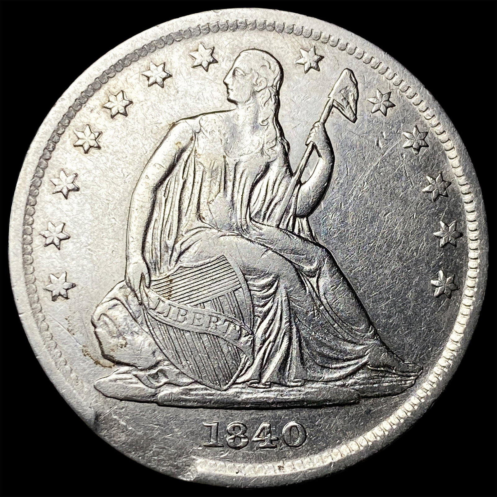 1840 Seated Liberty Half Dollar CLOSELY UNCIRCULATED: 1840 Seated Liberty Half Dollar CLOSELY UNCIRCULATED