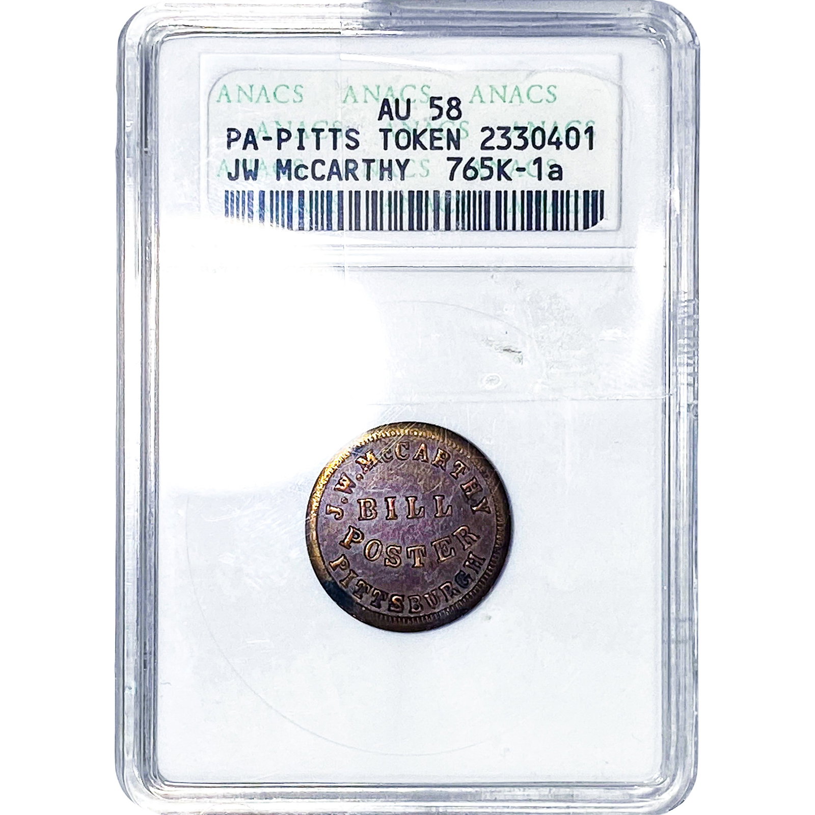 PA-Pitts Token JW McCarthy ANACS AU58 (1 of 2)