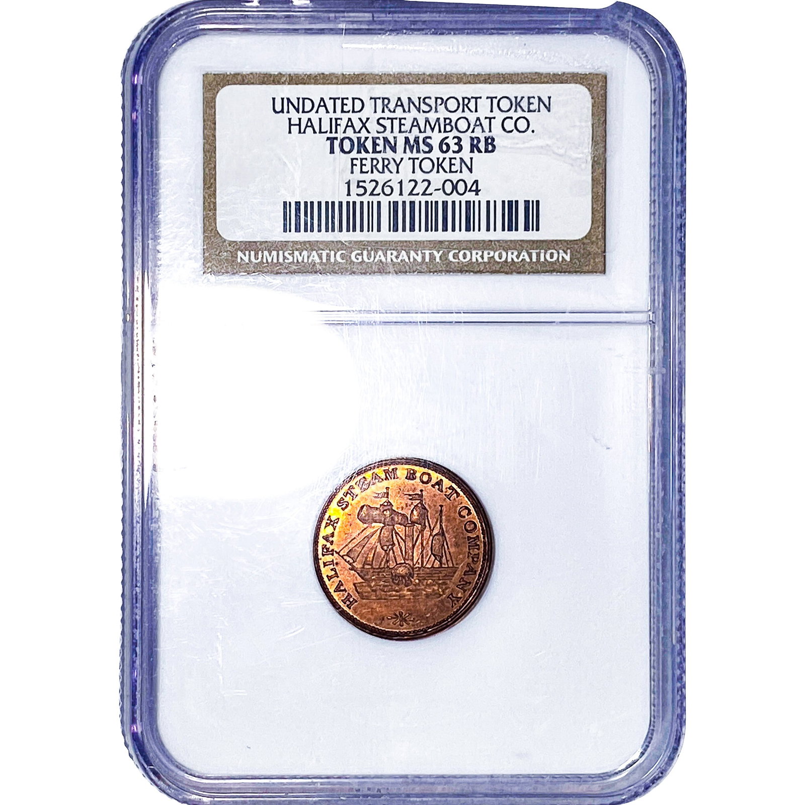 Halifax Steamboat Co Ferry Token RB NGC MS63 (1 of 2)