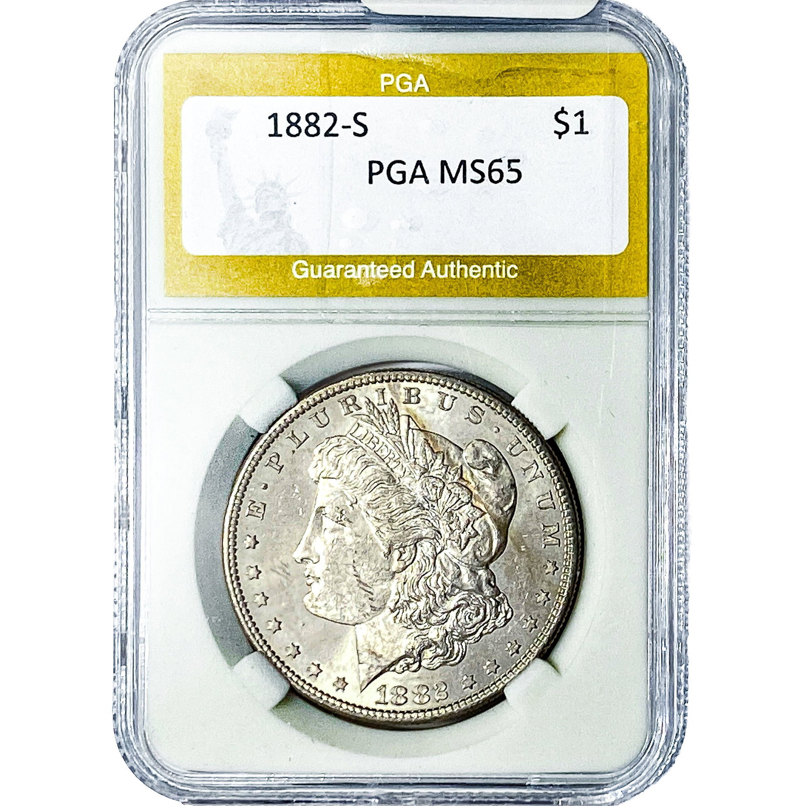 1882-S Morgan Silver Dollar PGA MS65: 1882-S Morgan Silver Dollar PGA MS65