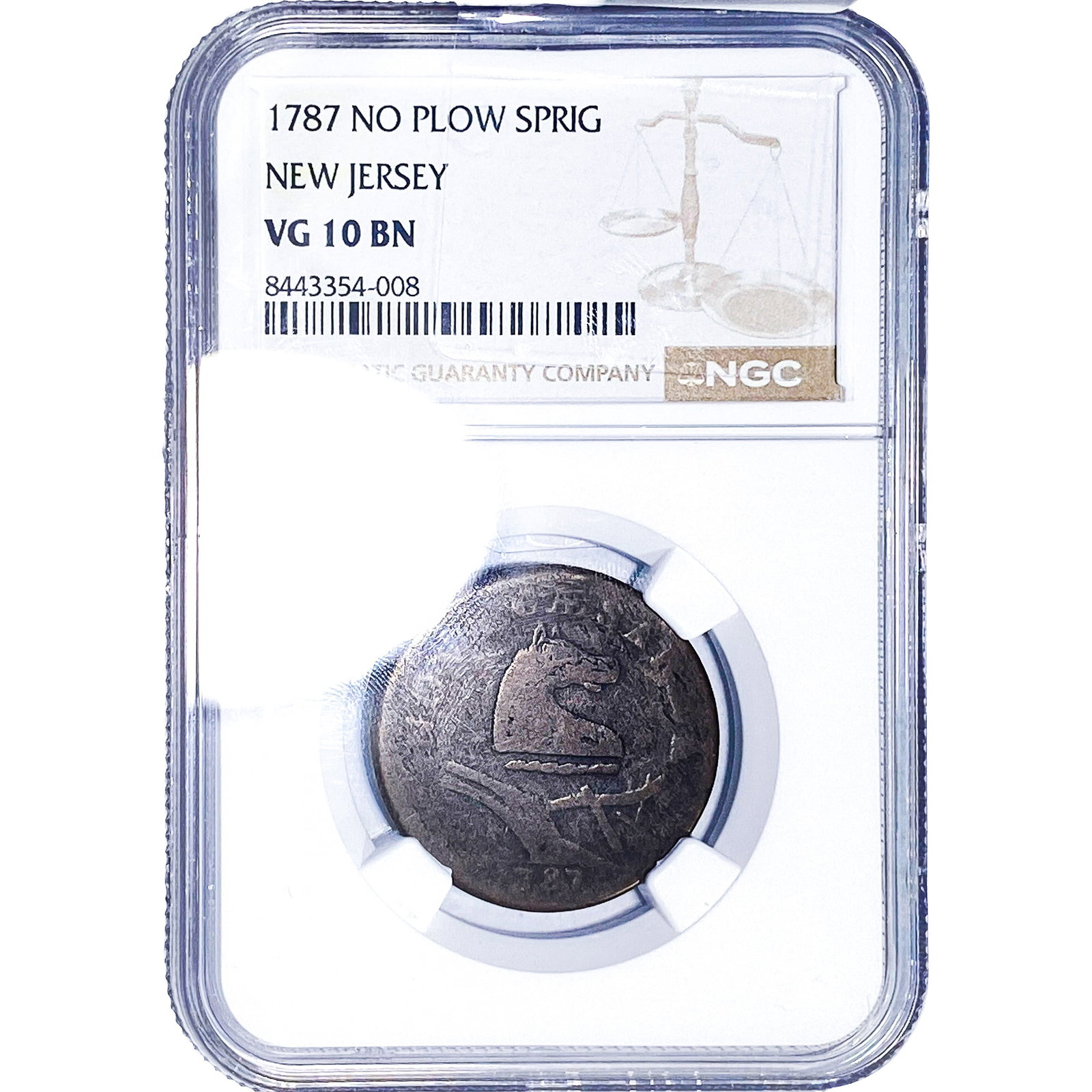 1787 No Plow Sprig New Jersey NGC VG10 (1 of 2)