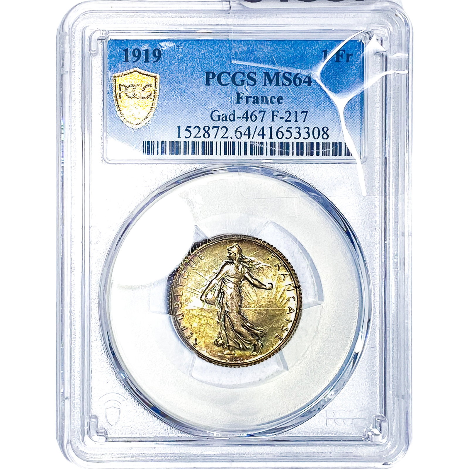 1919 1 FR francaise Republique PCGS MS64: 1919 1 FR francaise Republique PCGS MS64