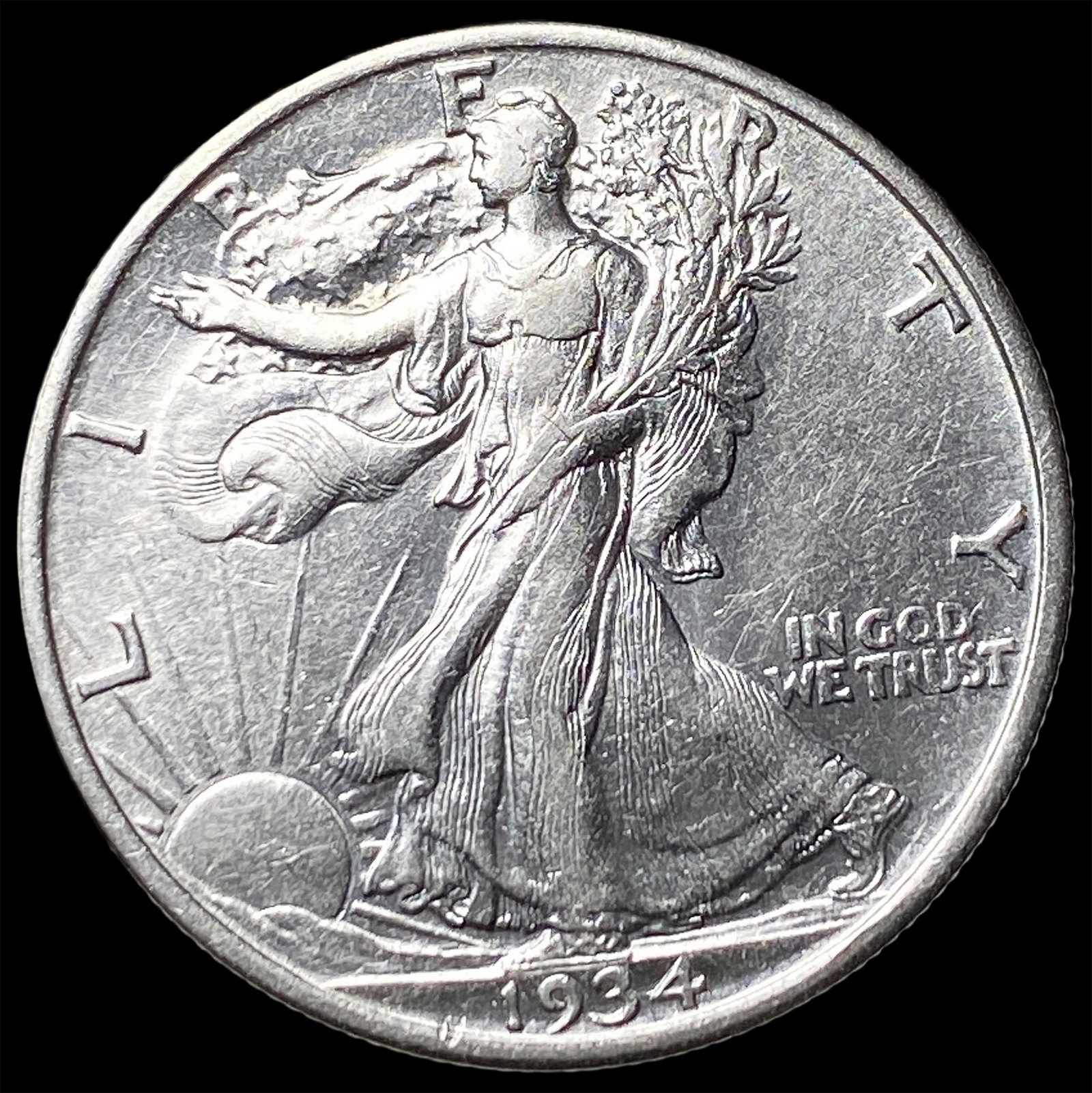 1934-D Silver Walking Liberty Half Dollar CLOSELY UNCIRCULATED: 1934-D Silver Walking Liberty Half Dollar CLOSELY UNCIRCULATED