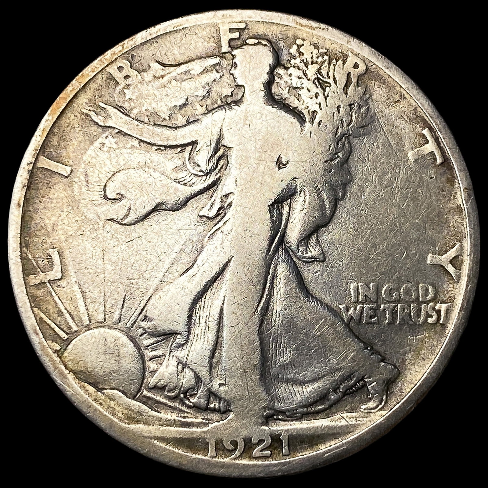 1921-D Silver Walking Liberty Half Dollar LIGHTLY CIRCULATED: 1921-D Silver Walking Liberty Half Dollar LIGHTLY CIRCULATED