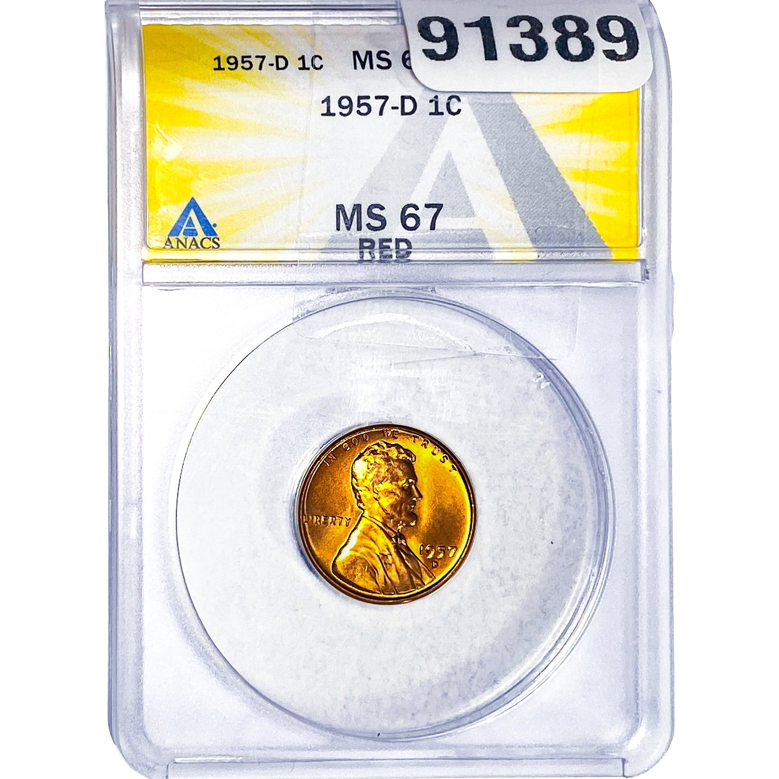 1957-D Wheat Cent ANACS MS67 RED: 1957-D Wheat Cent ANACS MS67 RED