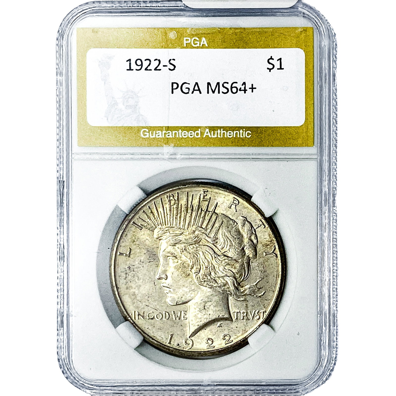 1922-S Silver Peace Dollar PGA MS64+ (1 of 2)