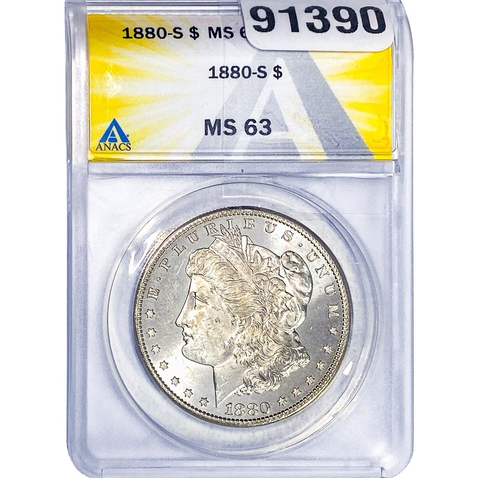 1880-S Morgan Silver Dollar ANACS MS63: 1880-S Morgan Silver Dollar ANACS MS63