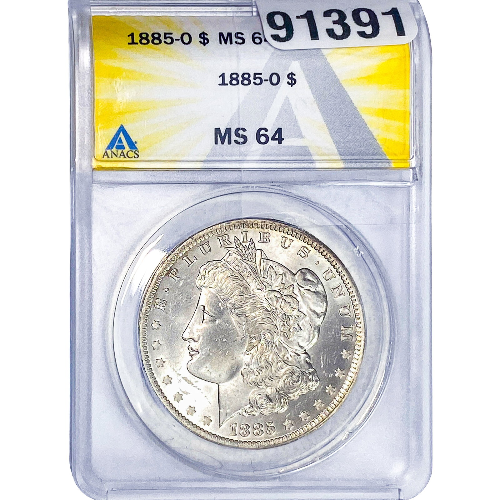 1885-O Morgan Silver Dollar ANACS MS64: 1885-O Morgan Silver Dollar ANACS MS64