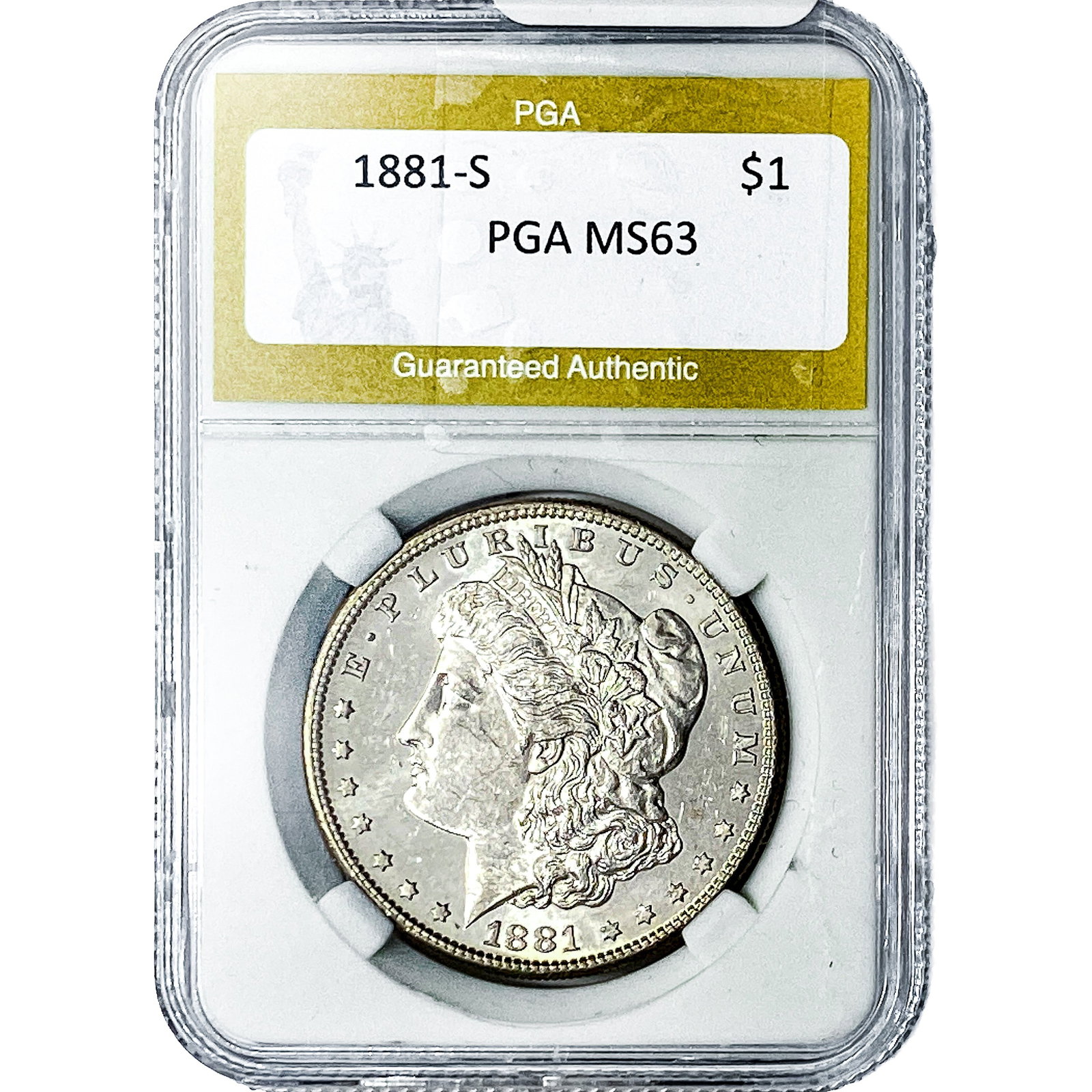 1881-S Morgan Silver Dollar PGA MS63: 1881-S Morgan Silver Dollar PGA MS63