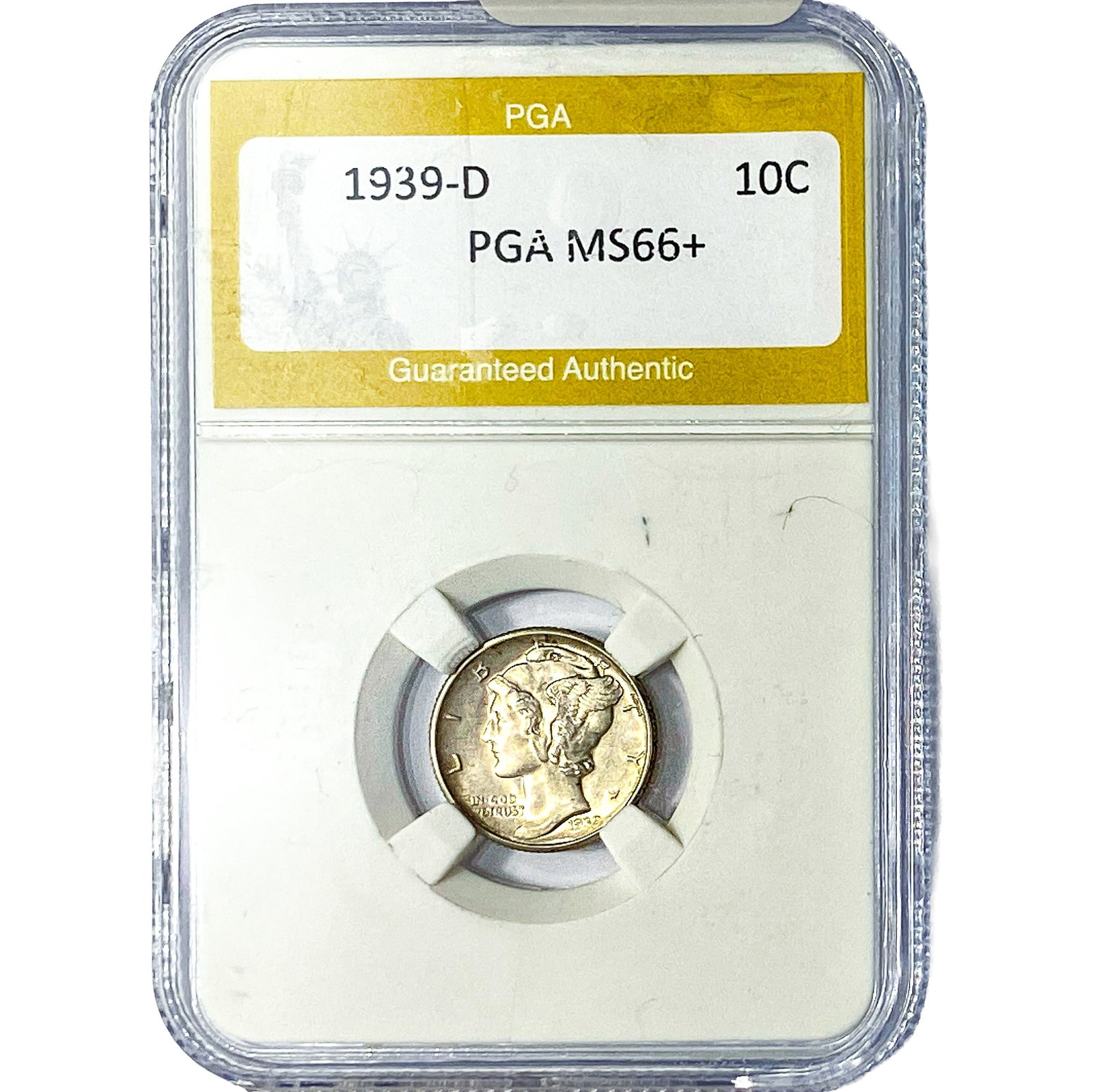 1939-D Mercury Silver Dime PGA MS66+: 1939-D Mercury Silver Dime PGA MS66+