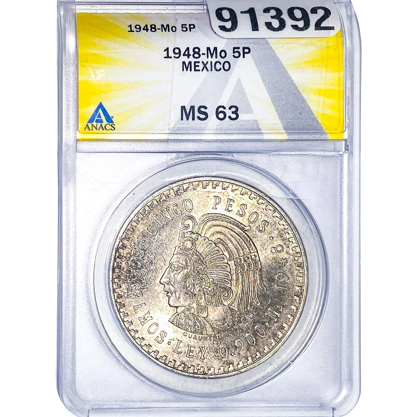 1948 Mo 5P Mexico Pesos ANACS MS63 (1 of 2)