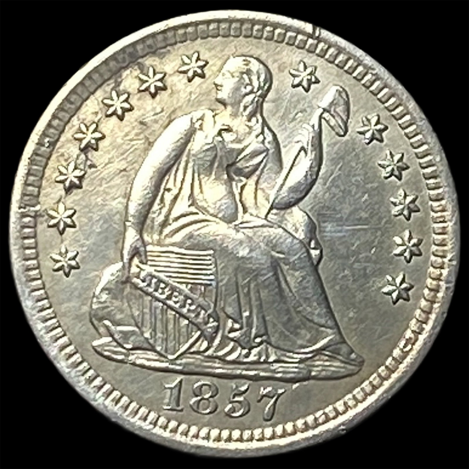 1857-O Silver Seated Liberty Half Dime UNCIRCULATED: 1857-O Silver Seated Liberty Half Dime UNCIRCULATED