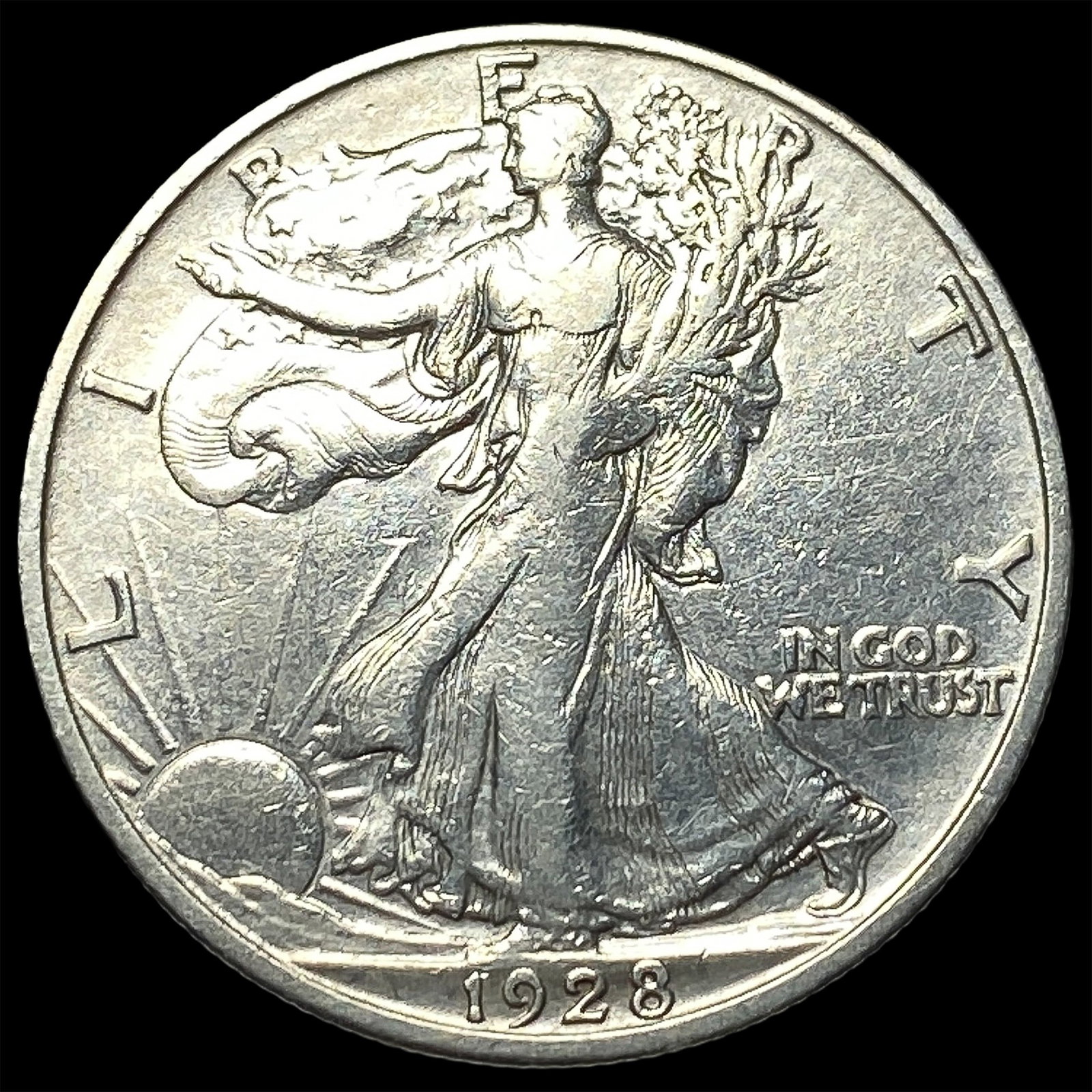 1928-S Silver Walking Liberty Half Dollar CLOSELY UNCIRCULATED: 1928-S Silver Walking Liberty Half Dollar CLOSELY UNCIRCULATED
