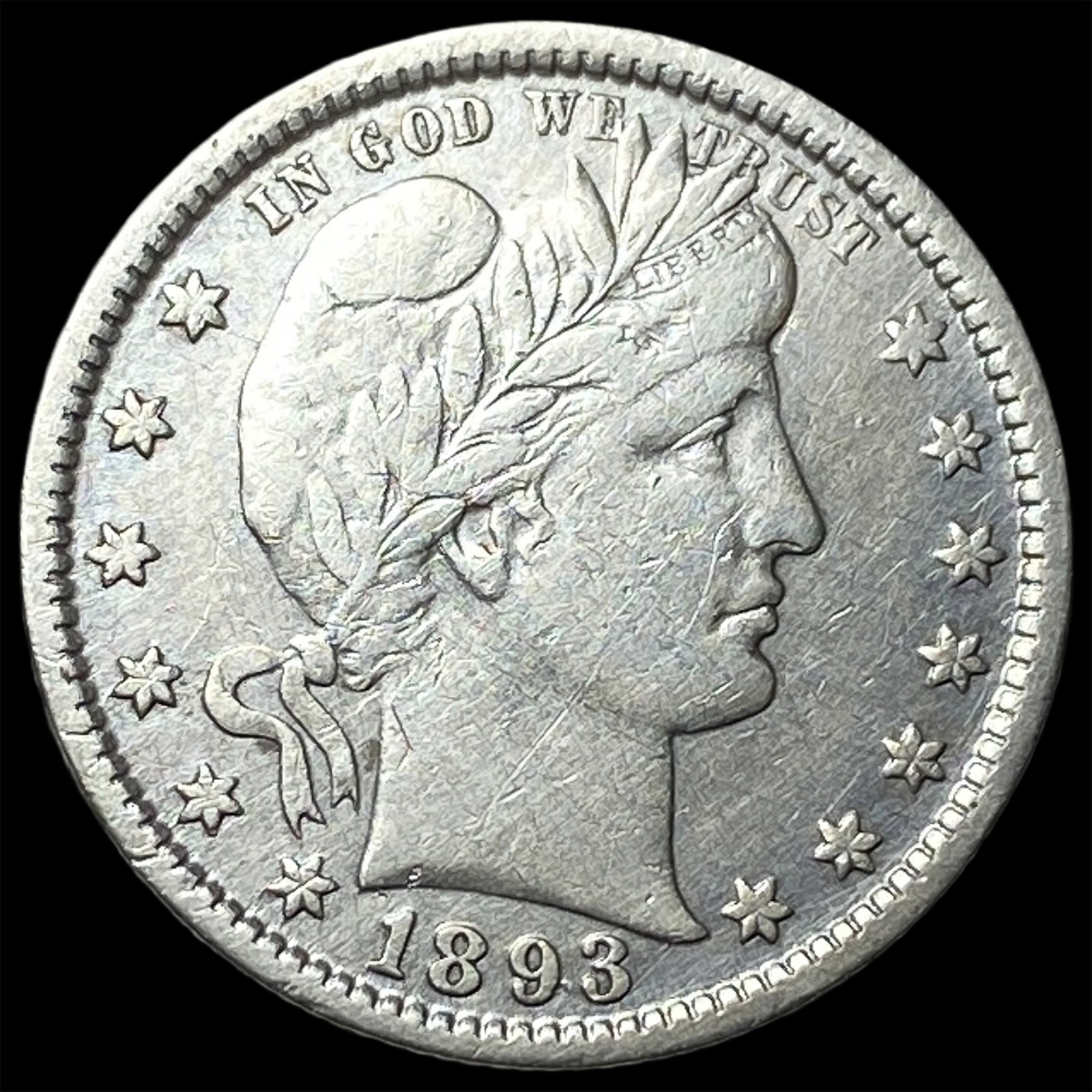 1893 Silver Barber Quarter CLOSELY UNCIRCULATED: 1893 Silver Barber Quarter CLOSELY UNCIRCULATED