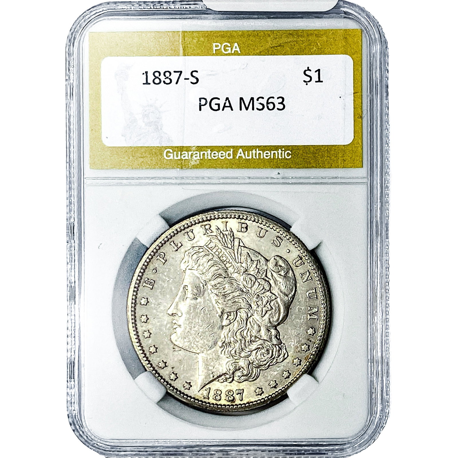 1887-S Morgan Silver Dollar PGA MS63: 1887-S Morgan Silver Dollar PGA MS63