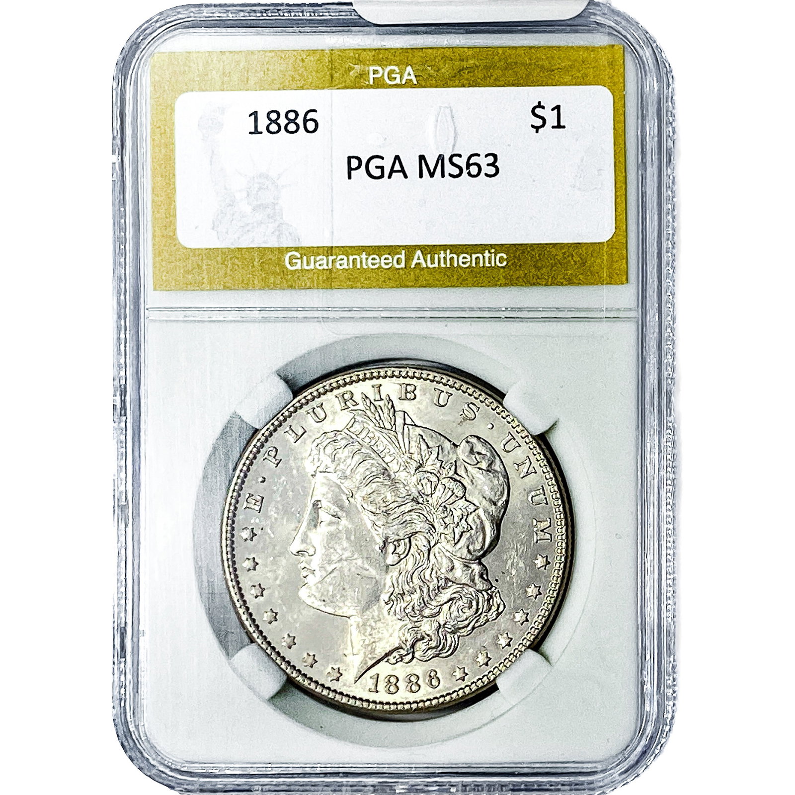 1886 Morgan Silver Dollar PGA MS63: 1886 Morgan Silver Dollar PGA MS63