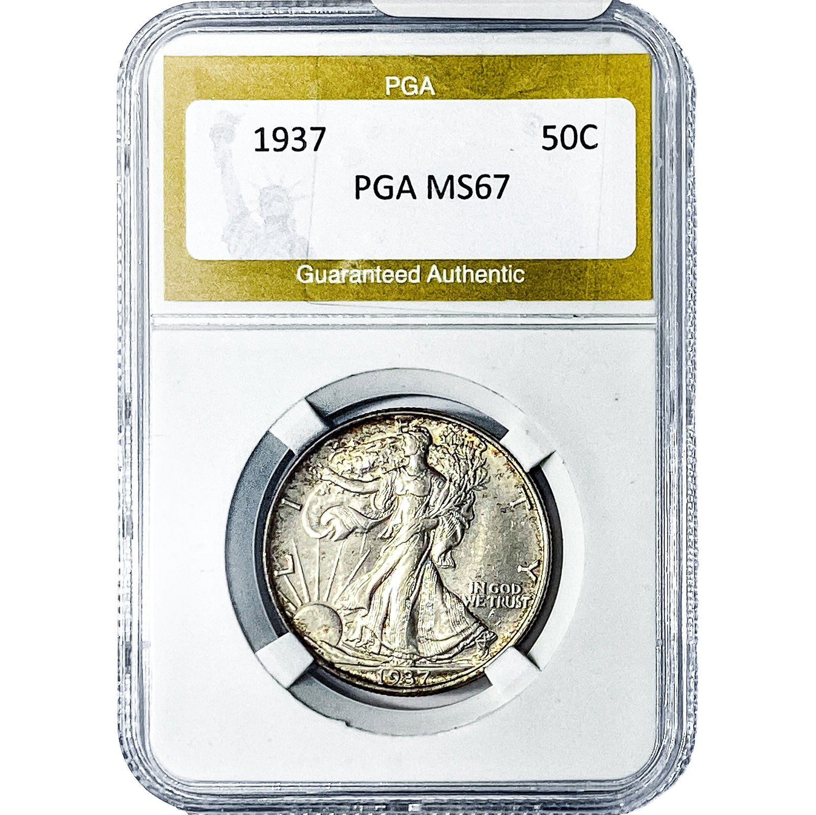 1937 Walking Liberty Half Dollar PGA MS67: 1937 Walking Liberty Half Dollar PGA MS67