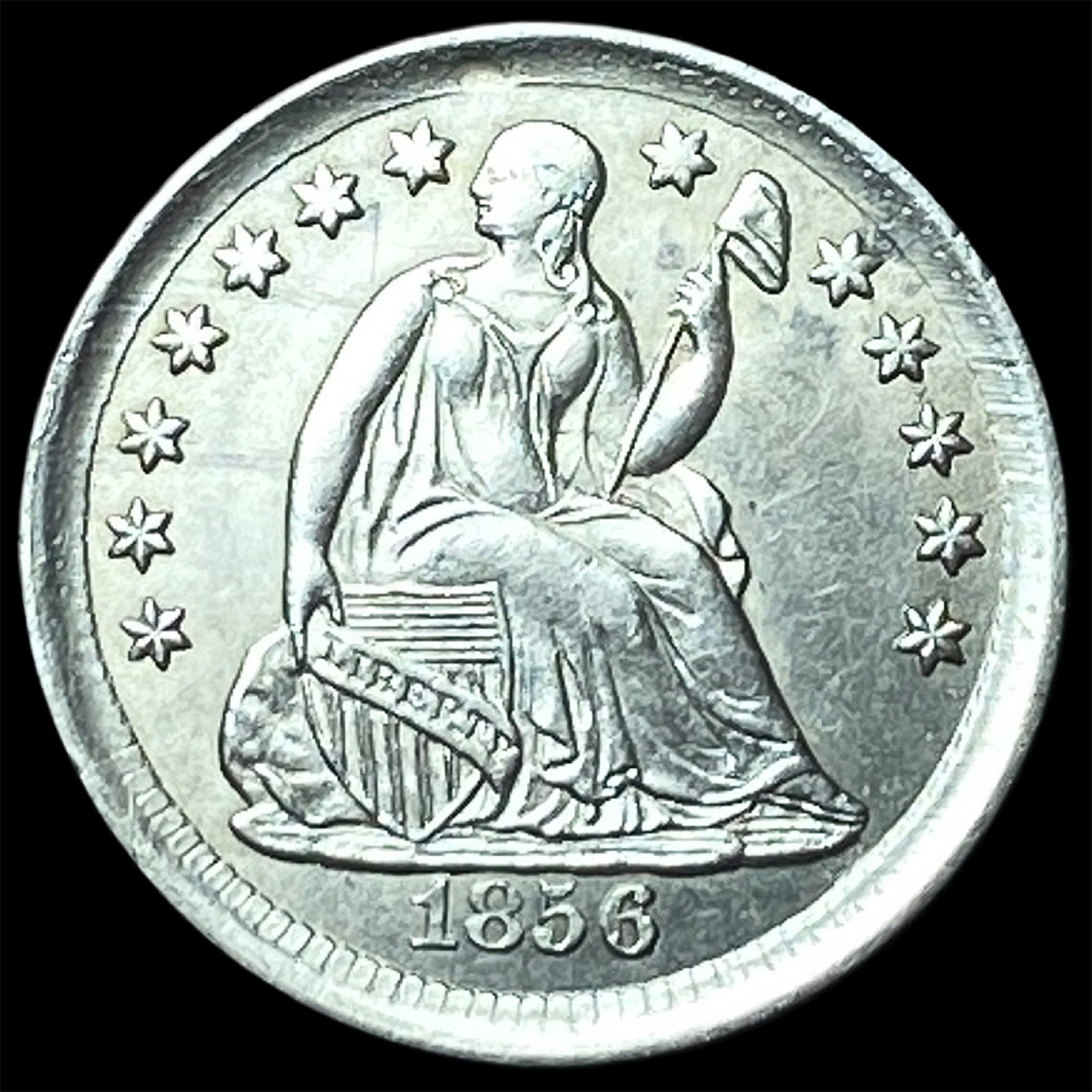 1856 Silver Seated Liberty Half Dime UNCIRCULATED: 1856 Silver Seated Liberty Half Dime UNCIRCULATED