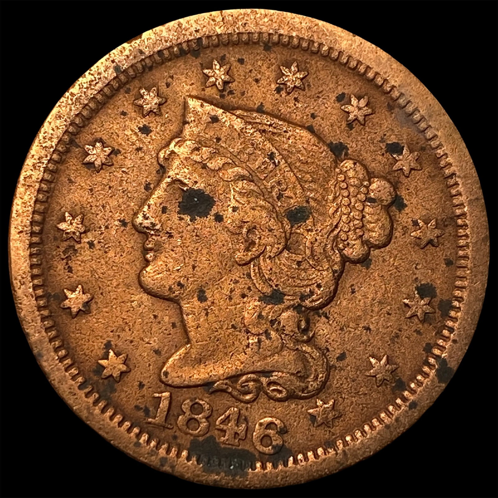 1846 Braided Hair Large Cent LIGHTLY CIRCULATED: 1846 Braided Hair Large Cent LIGHTLY CIRCULATED