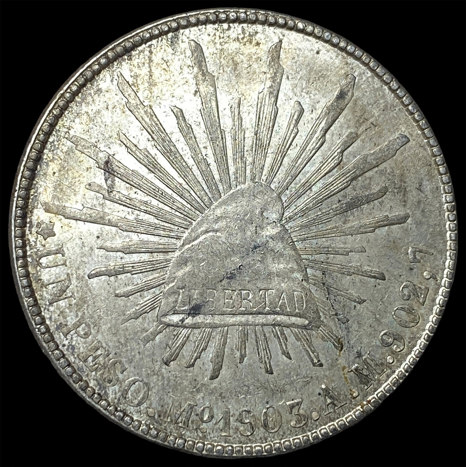 1903Mo AM Mexico Silver Peso CLOSELY UNCIRCULATED: 1903Mo AM Mexico Silver Peso CLOSELY UNCIRCULATED