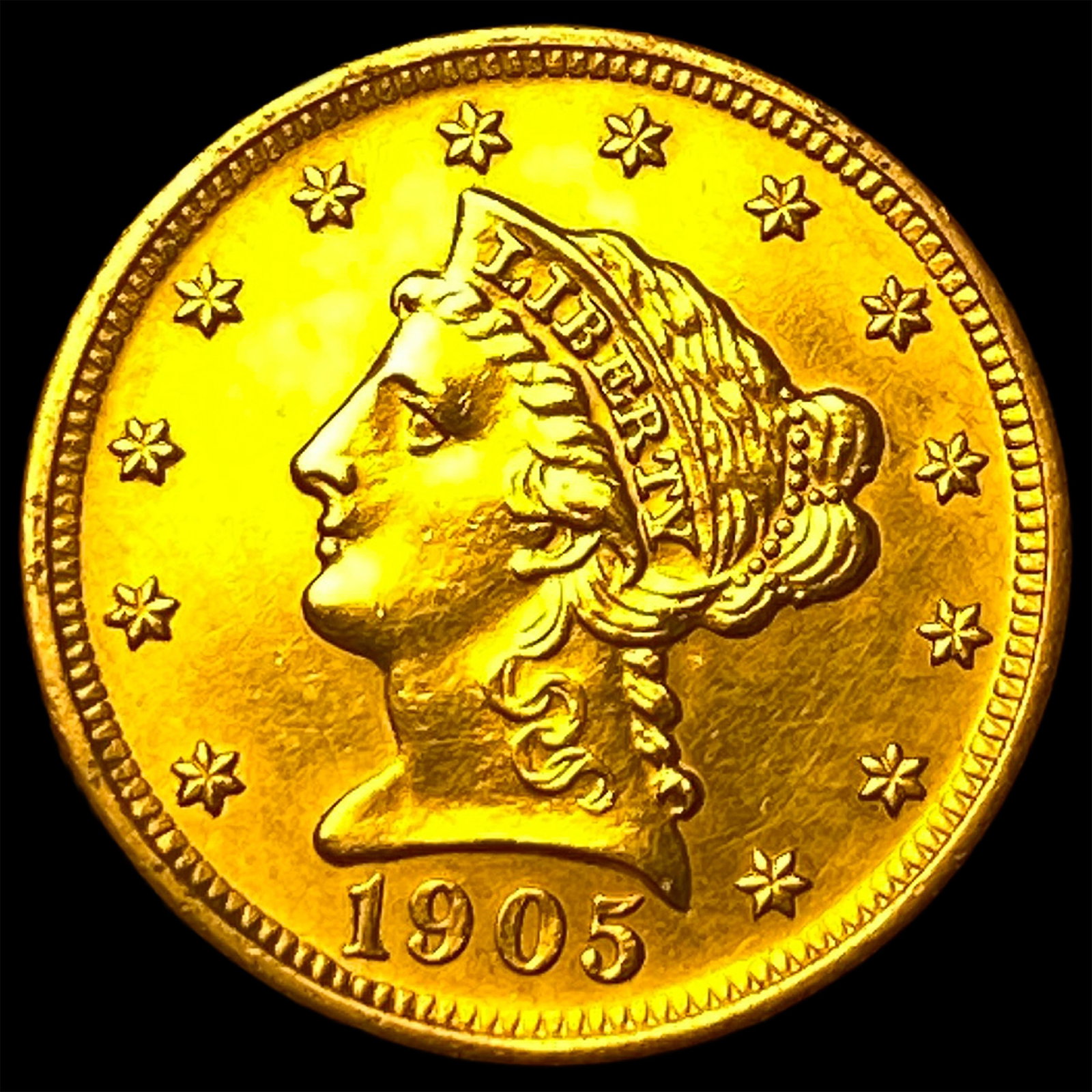 1905 Liberty Head Gold Quarter Eagle $2.50 CLOSELY UNCIRCULATED: 1905 Liberty Head Gold Quarter Eagle $2.50 CLOSELY UNCIRCULATED