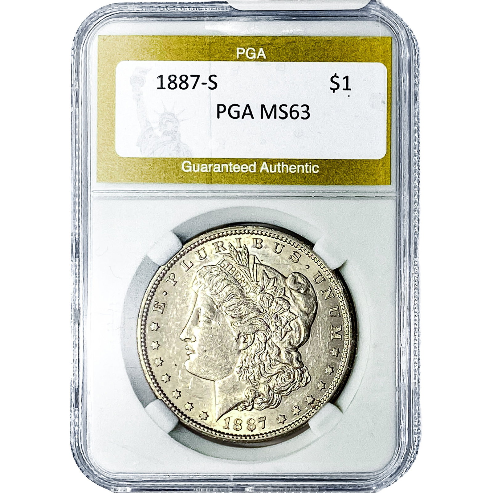 1887-S Morgan Silver Dollar PGA MS63: 1887-S Morgan Silver Dollar PGA MS63