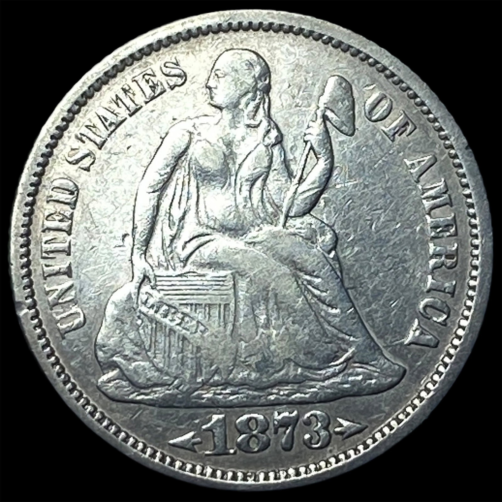 1873 Arrows Seated Liberty Dime CHOICE AU: 1873 Arrows Seated Liberty Dime CHOICE AU