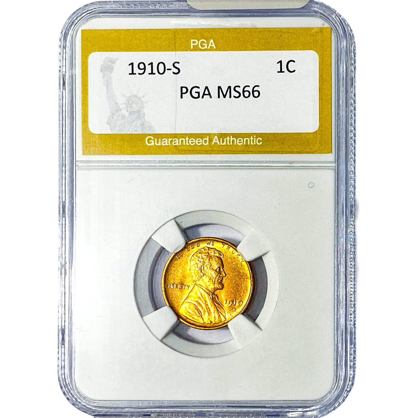 1910-S Wheat Cent PGA MS66: 1910-S Wheat Cent PGA MS66