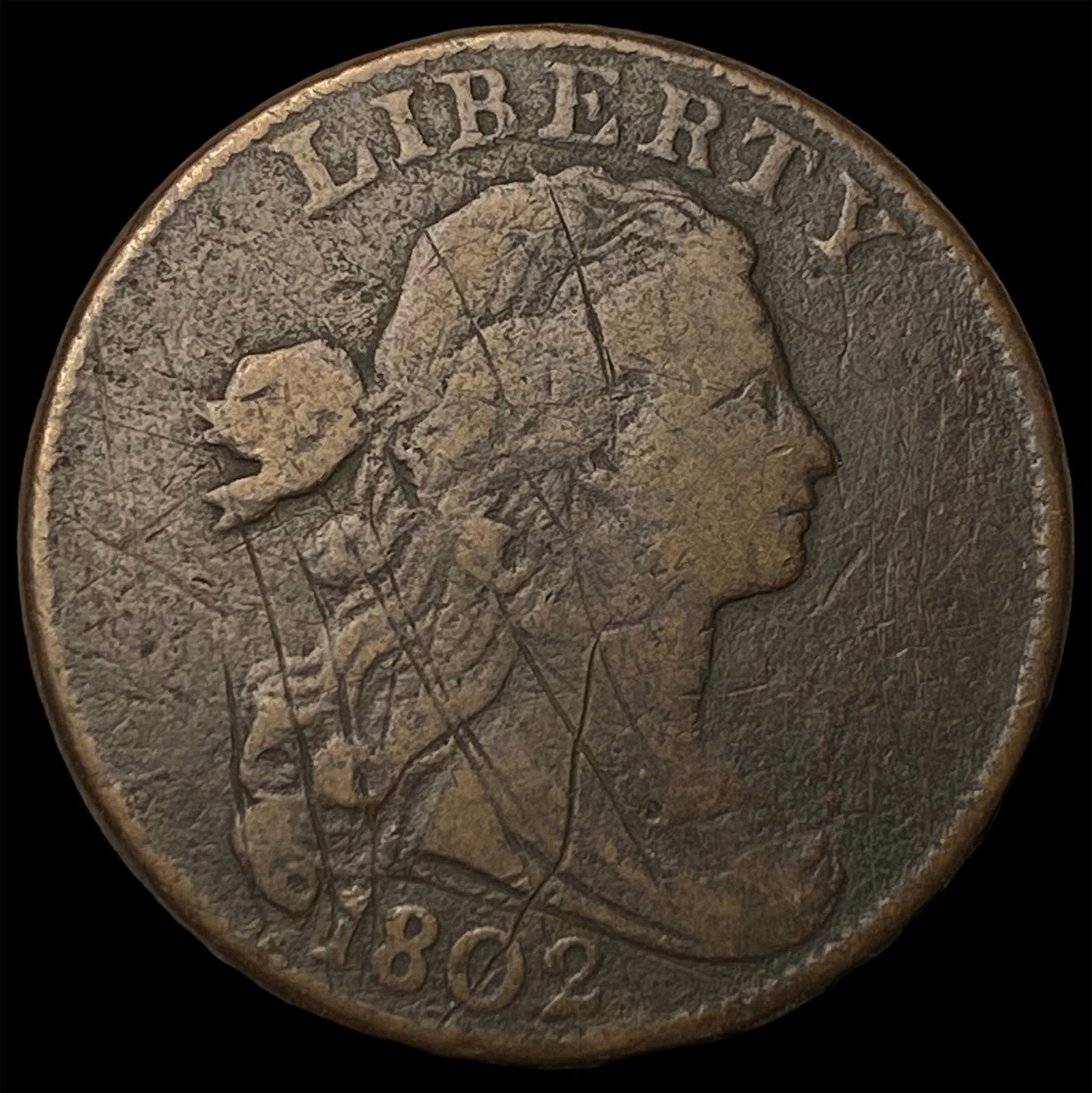1802 Draped Bust Large Cent LIGHTLY CIRCULATED: 1802 Draped Bust Large Cent LIGHTLY CIRCULATED