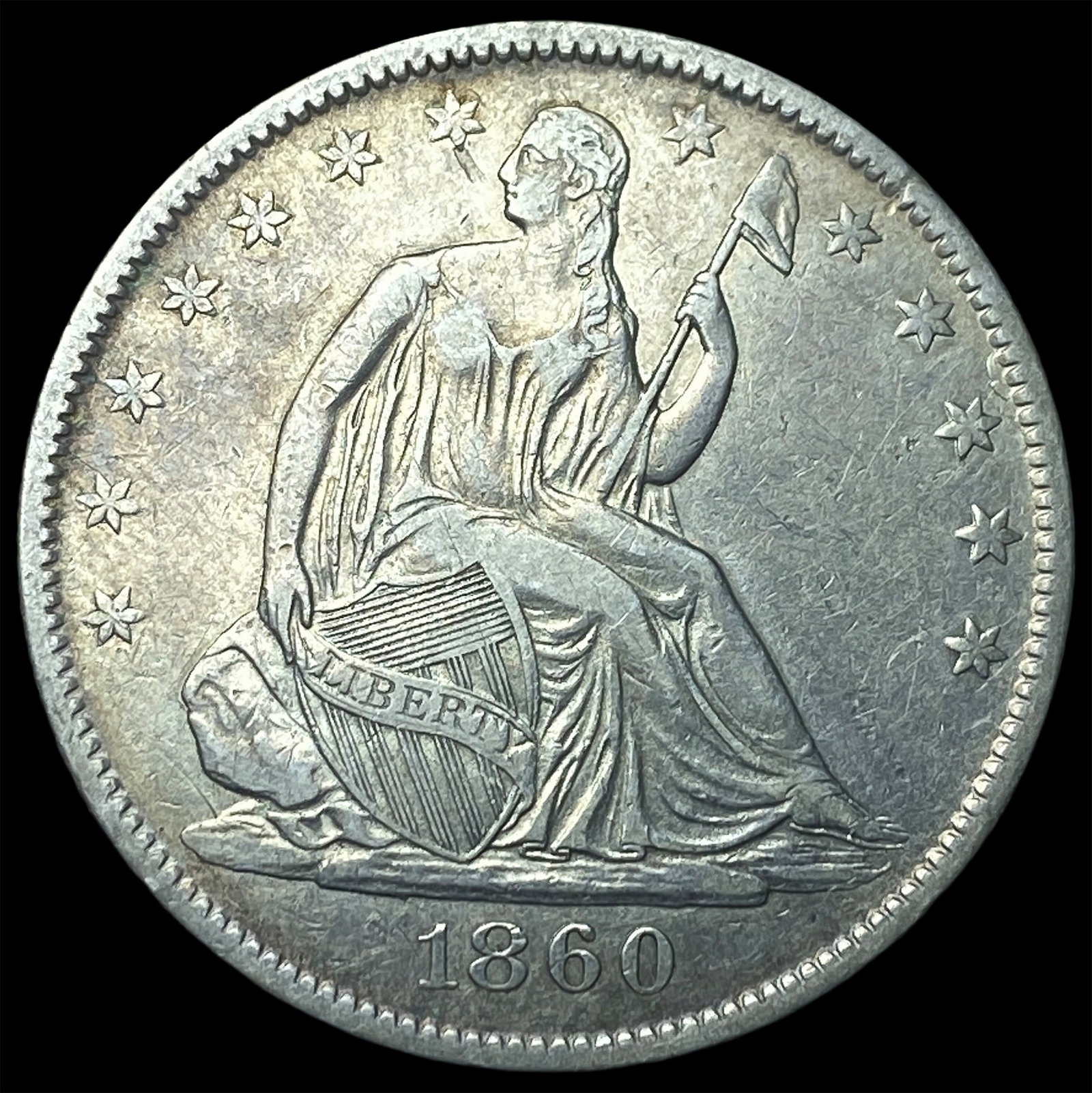 1860-O Silver Seated Liberty Half Dollar UNCIRCULATED: 1860-O Silver Seated Liberty Half Dollar UNCIRCULATED