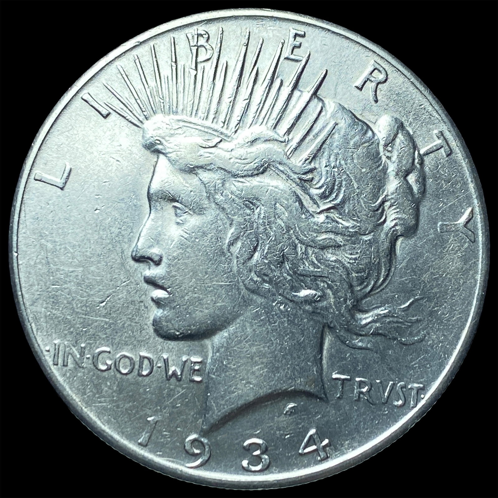 1934-S Peace Silver Dollar NEARLY UNCIRCULATED: 1934-S Peace Silver Dollar NEARLY UNCIRCULATED