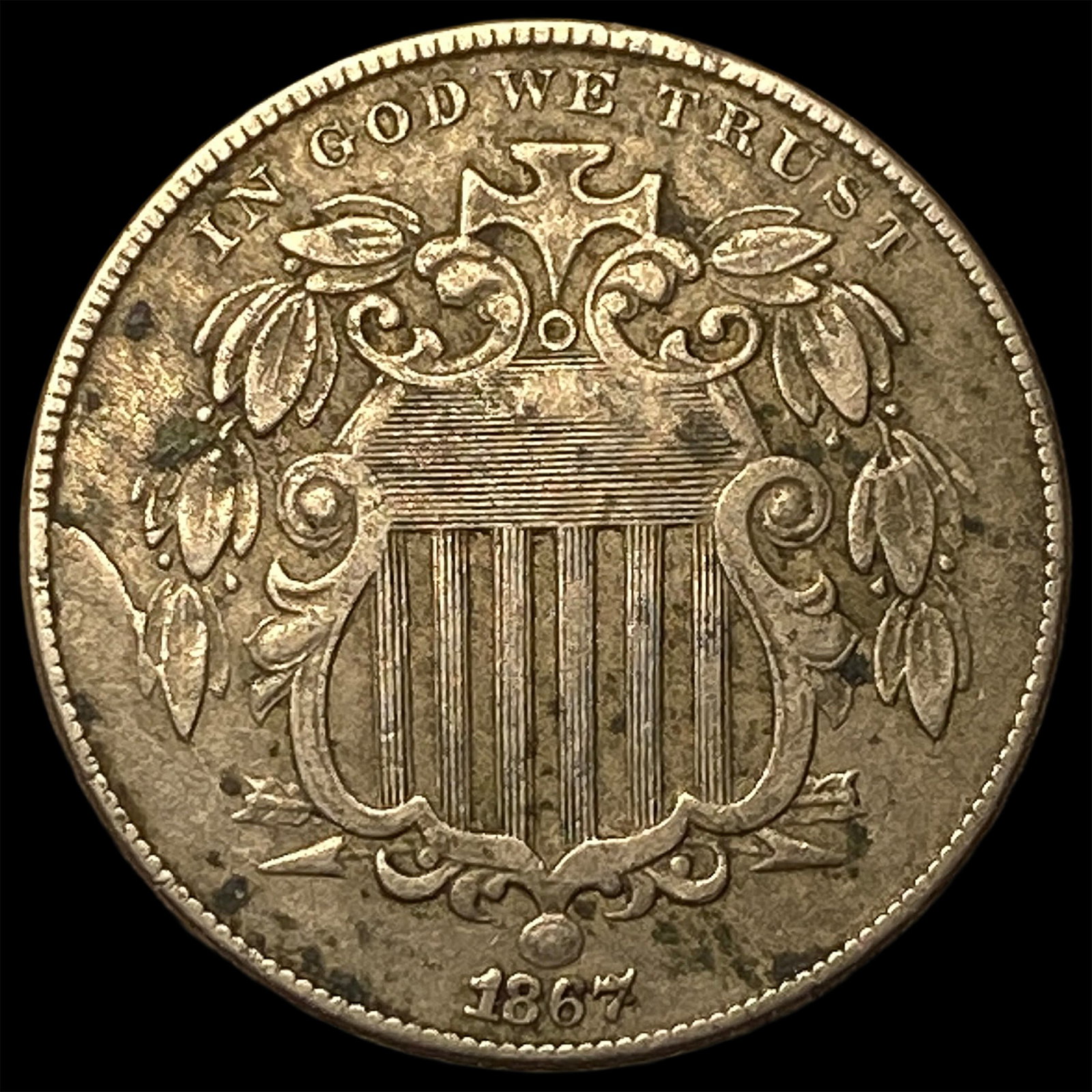 1867 Shield Nickel CLOSELY UNCIRCULATED (1 of 2)