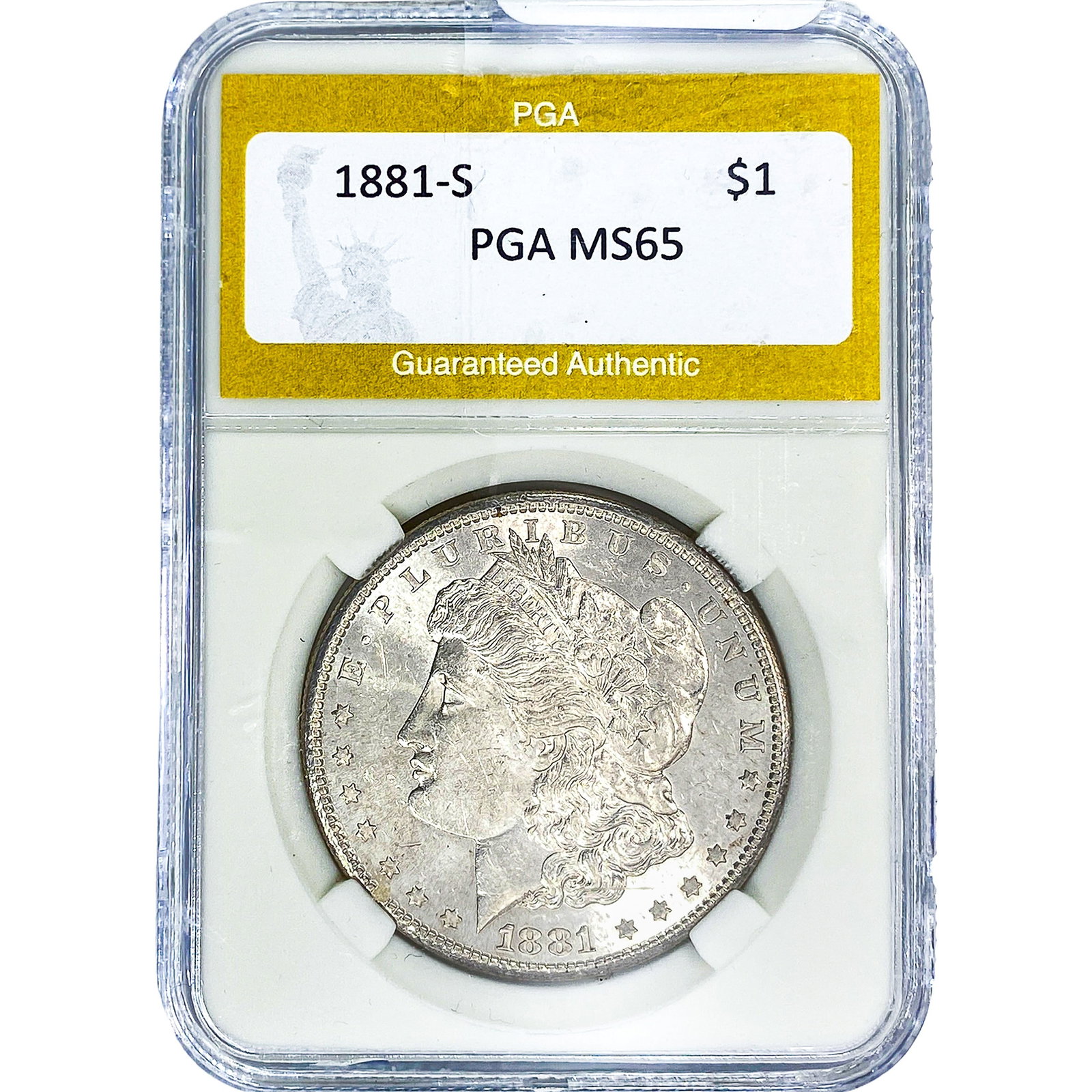 1881-S Morgan Silver Dollar PGA MS65: 1881-S Morgan Silver Dollar PGA MS65