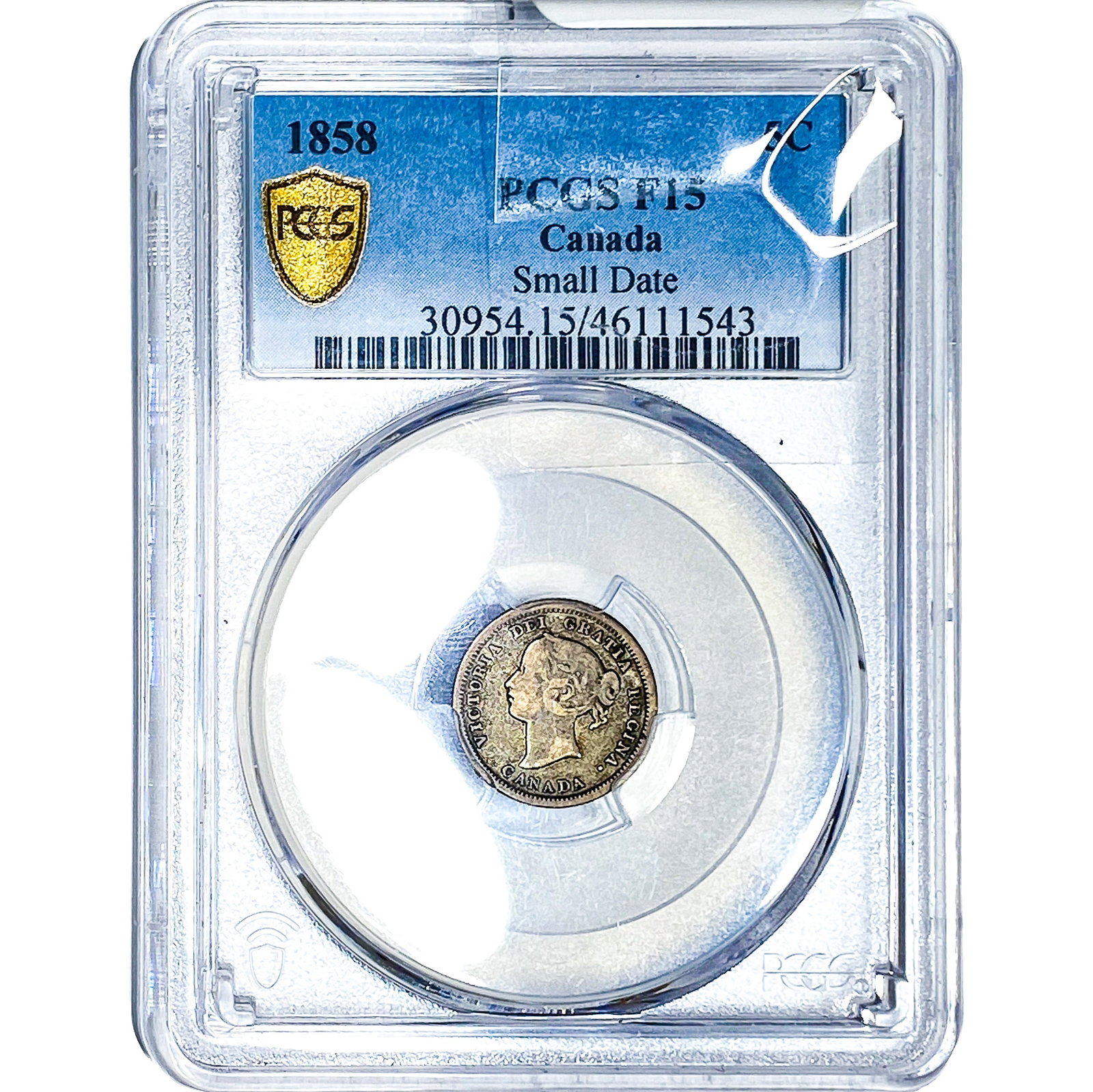 1858 Canada 5 Cents Small Date PCGS F15 (1 of 2)