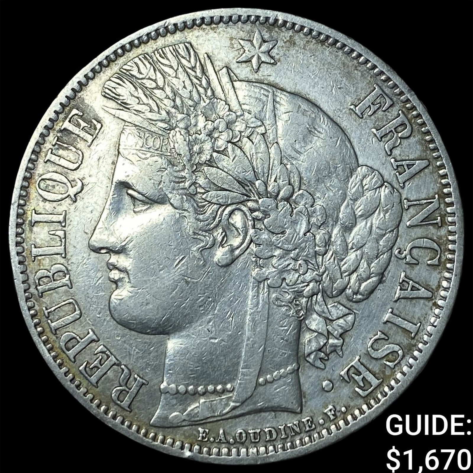 1870A France Silver 5 Francs Maryanne Head: 1870A France Silver 5 Francs Maryanne Head