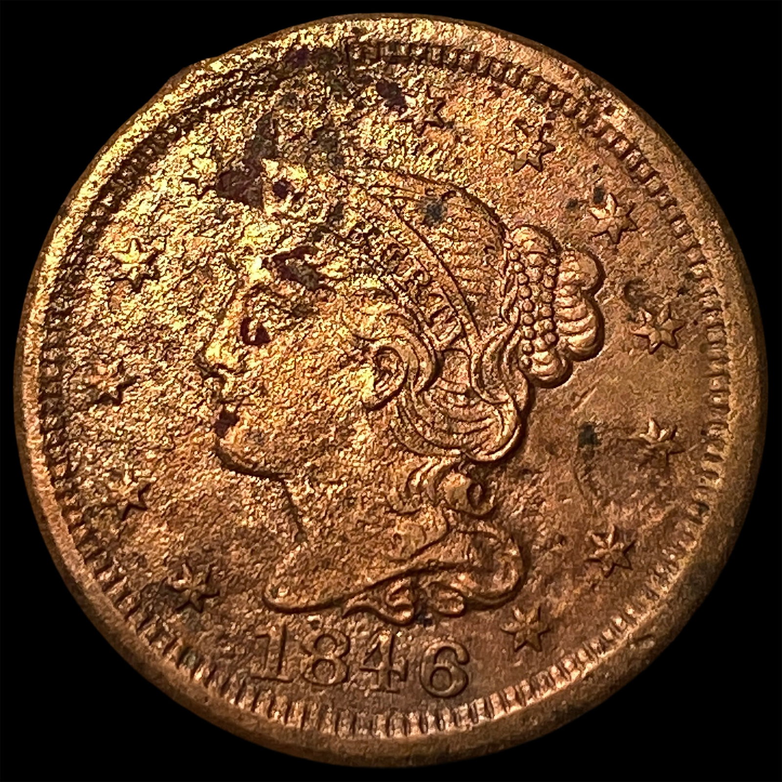 1846 Braided Hair Large Cent LIGHTLY CIRCULATED (1 of 2)