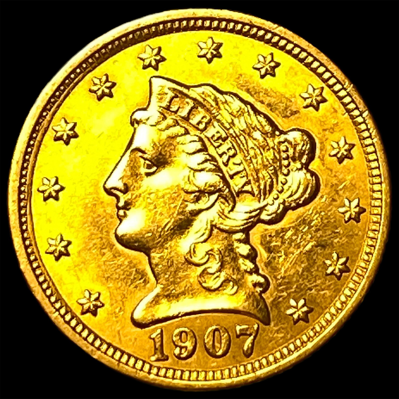 1907 Liberty Head $2.5 Gold Quarter Eagle CLOSELY UNCIRCULATED: 1907 Liberty Head $2.5 Gold Quarter Eagle CLOSELY UNCIRCULATED
