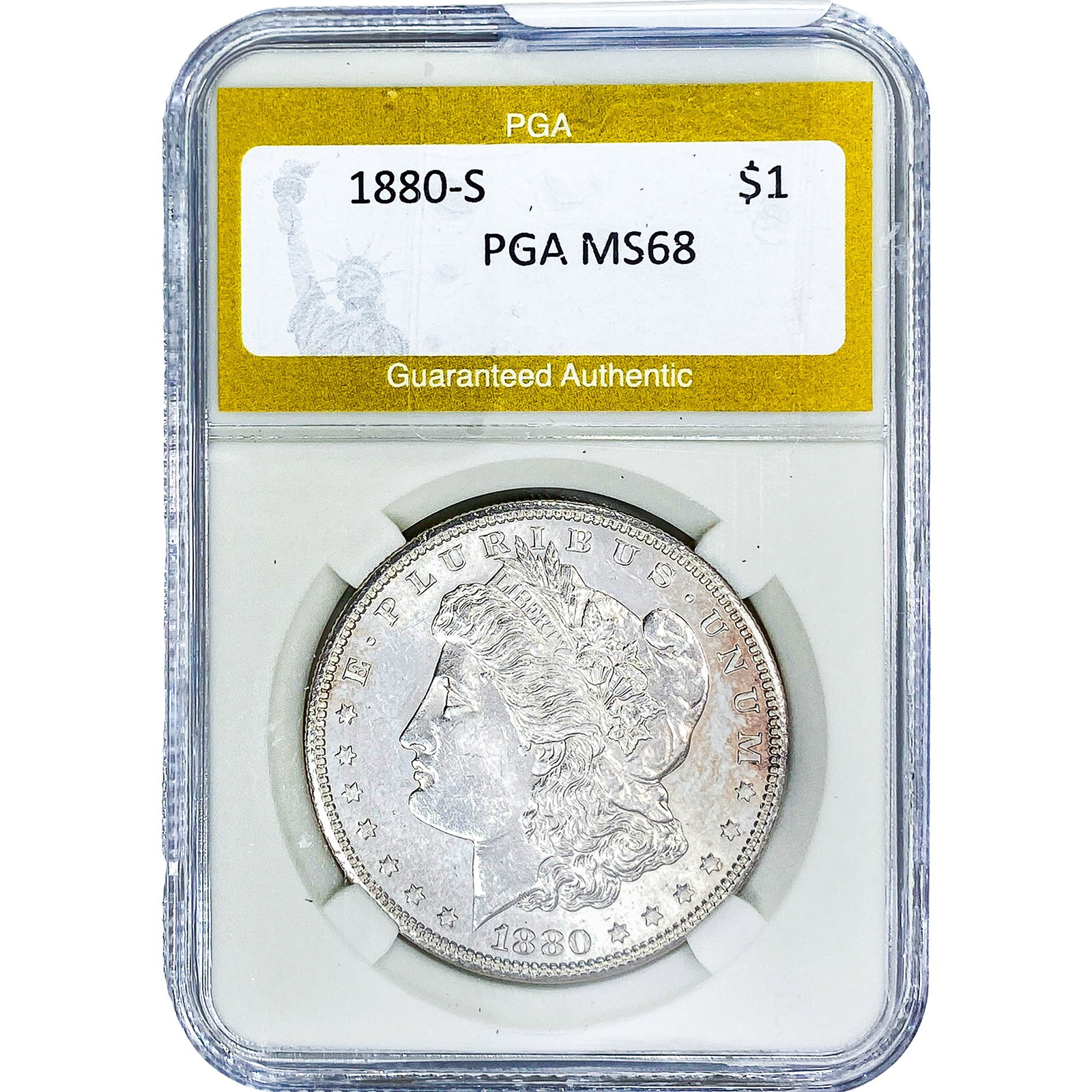 1880-S Morgan Silver Dollar PGA MS68: 1880-S Morgan Silver Dollar PGA MS68