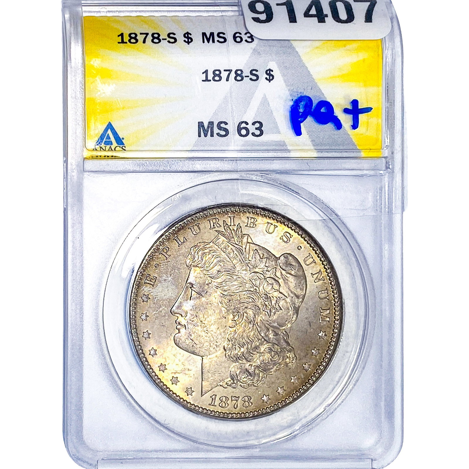 1878-S Morgan Silver Dollar ANACS MS63: 1878-S Morgan Silver Dollar ANACS MS63
